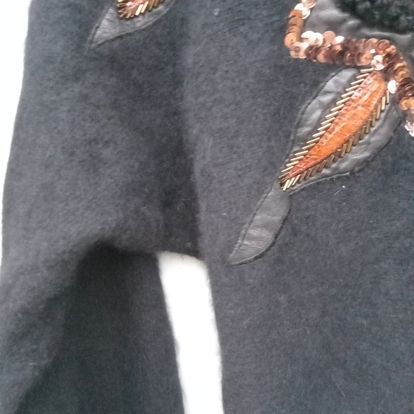Vintage Erez Sweater Mock Neck Cropped Lambswool Angora Leather Snake Skin Med. - Picture 9 of 12